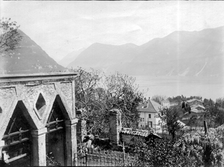 Grazia Colombo, Vista verso il lago di Lugano, si noti la limonaia realizzata in pietra di tufo., Famiglia Lampugnani